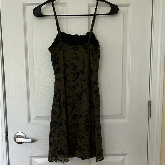 Shein Olive Green Dress with Black Floral - Picture 2 of 4